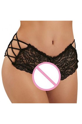 Panties Femme Ouvert Culottes Dentelle sous-Vetements Chic String Sexy Thong Coquine Hot Respirant Patchwork Erothique Linger