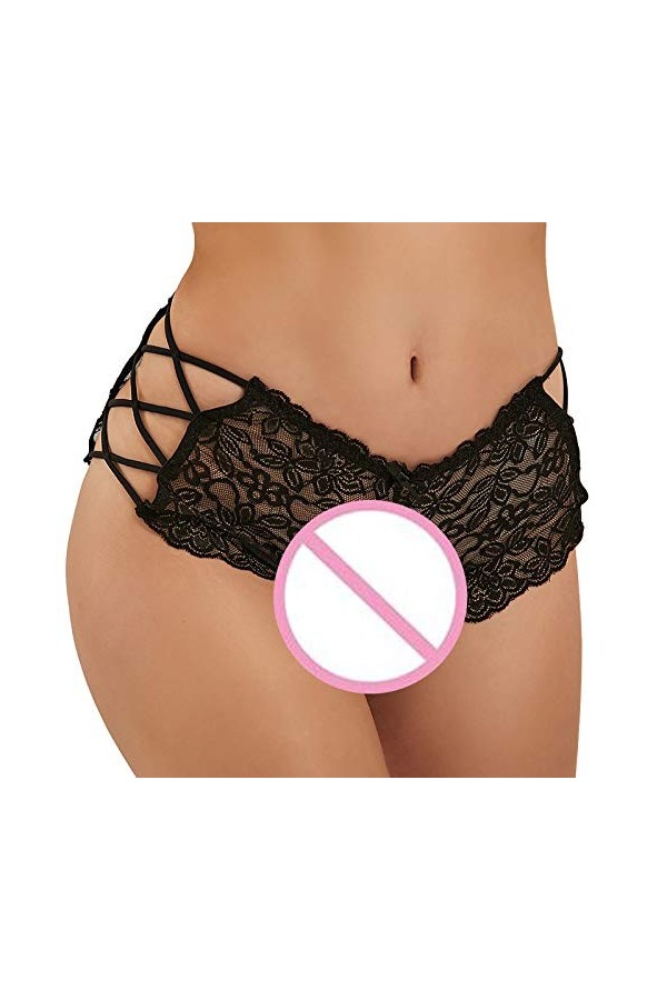 Panties Femme Ouvert Culottes Dentelle sous-Vetements Chic String Sexy Thong Coquine Hot Respirant Patchwork Erothique Linger