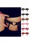 DOKLY 1 porte-jarretelles élastique en cuir avec rivets punk en forme de cœur avec clips style hip-hop gothique, bijoux de co