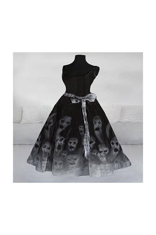 CUTeFiorino robe noel femme grande taille femme halloween bougie casual fête col rond robe sexy sans manches robe de soirée f