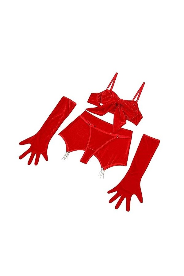 Combi Sexy Coquine Hot de sous-vêtements Sexy en Peluche Sexy pour Femmes Lingerie Sexy Cuir Red, S 