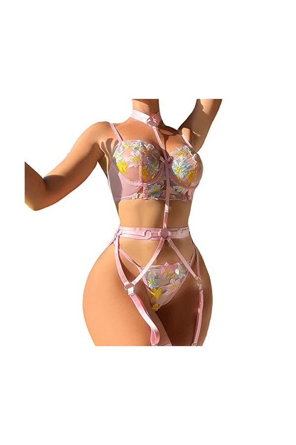 Lingerie Femme Sexy Ensemble Homme Sexy Hot y2*k sous-vêtements Amusants pour Femmes de Fleurs colorées pour Femmes Sexy Shap