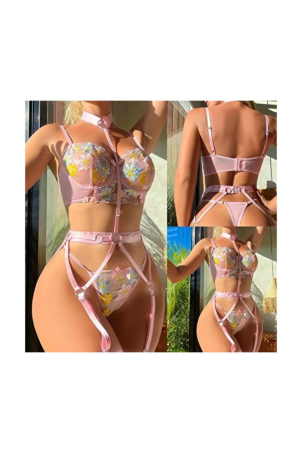 Lingerie Femme Sexy Ensemble Homme Sexy Hot y2*k sous-vêtements Amusants pour Femmes de Fleurs colorées pour Femmes Sexy Shap