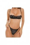Lingerie Sexy Femme Body et Combinaison Femme Sexy Dés Dentelle Demi-Coupe Ultra Mince Sexy Soutien-Gorge Ensemble T Pantalon