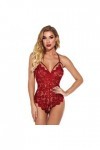WEITING Sexy Ouvert Entrejambe Lingerie Body Femmes Dentelle Sans Manches Voir À Travers Floral Pyjamas Sexy Costumes Sous-Vê