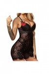 SHANHE Mesdames Lingerie Pyjama Brodé Dentelle Florale Femme Pyjama Babydoll Dentelle Maille Pyjama Sexy Mini Chemise de Nuit