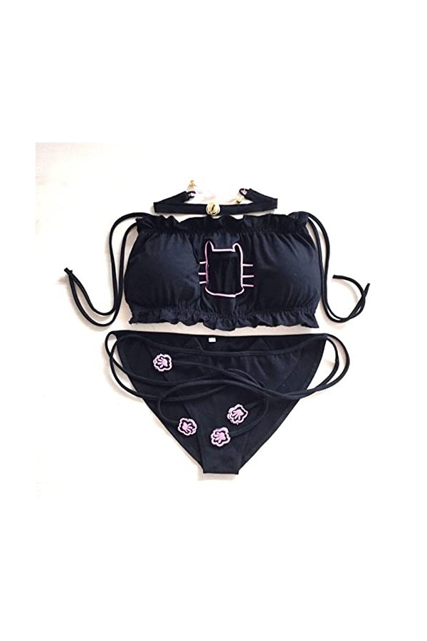 asdsad Femme de Chambre Chat Cosplay Sexy Lingerie Anime Miku à Volants Creux Kawaii Soutien-Gorge à Bretelles Ensemble Neko 