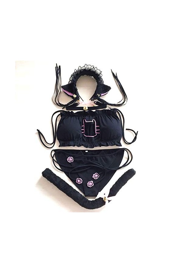 asdsad Femme de Chambre Chat Cosplay Sexy Lingerie Anime Miku à Volants Creux Kawaii Soutien-Gorge à Bretelles Ensemble Neko 