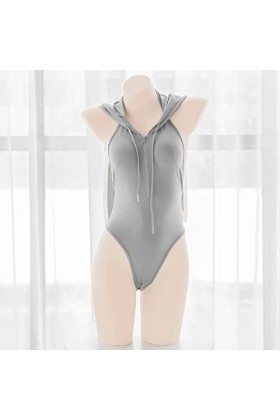 Sexy Lapin Cosplay Lingerie Japonais Anime Hoodie Costume Kawaii Maid Tenue Lolita Fermeture Éclair Bodysuit Oreille de lapin