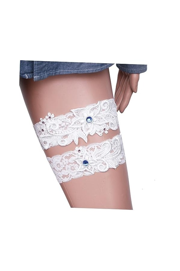 SOIMISS 2 Pièces Ensemble Jarretière De Mariée Bleu Costume De Bal Costume Bleu Jarretière Jarretière De Mariage Floral Dente