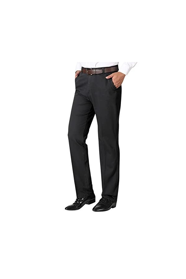 CUTeFiorino Pantalon pour homme - Poches - Pour tous les jours - Couleur unie - Poche fine - Fermeture éclair, Noir , XXXL