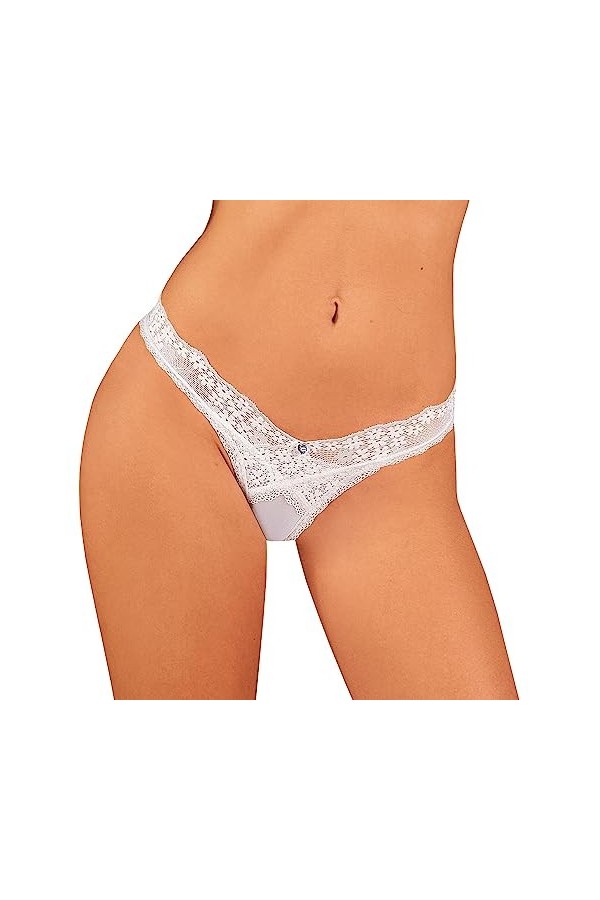 Obsessive String Sexy Dentelle Séduisante Heavenlly Thong, Blanc,M-L