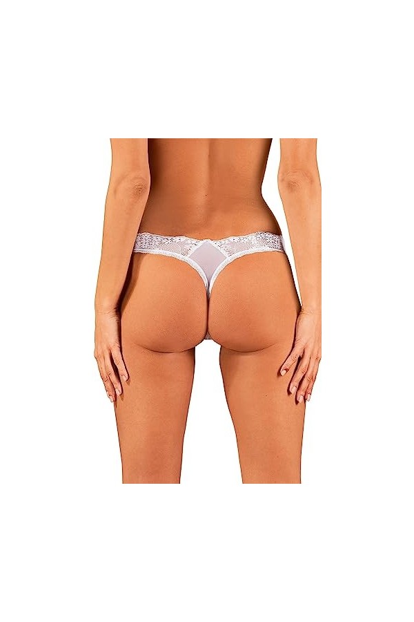 Obsessive String Sexy Dentelle Séduisante Heavenlly Thong, Blanc,M-L