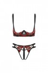 Sexy Lingerie Érotique Femme Ensemble De Lingerie en Dentelle Florale Brodée Nu,Rouge,Onesize