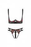 Sexy Lingerie Érotique Femme Ensemble De Lingerie en Dentelle Florale Brodée Nu,Rouge,Onesize
