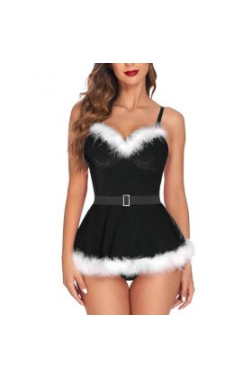 Lingerie sexy pour femme - Rouge - En laine violette - Avec porte-jarretelles et porte-jarretelles - Avec soutien-gorge push-