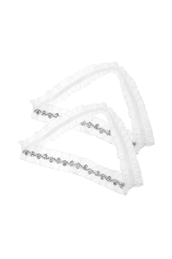 Abaodam 2 Pièces Tissu Blanc Jambe Décoration Mariée Jarretière Pour Le Jour Du Mariage Jarretières Pour Mariée Jarretière De