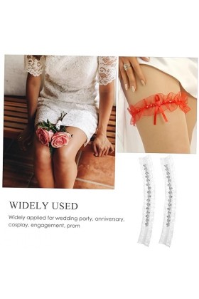 Abaodam 2 Pièces Tissu Blanc Jambe Décoration Mariée Jarretière Pour Le Jour Du Mariage Jarretières Pour Mariée Jarretière De