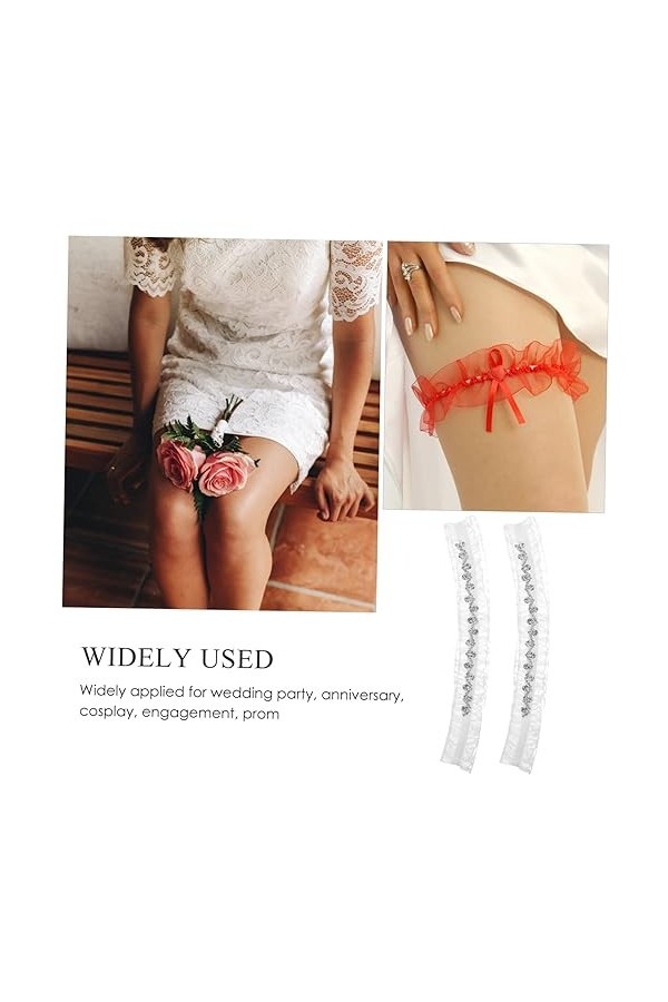 Abaodam 2 Pièces Tissu Blanc Jambe Décoration Mariée Jarretière Pour Le Jour Du Mariage Jarretières Pour Mariée Jarretière De