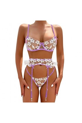 Lingerie Sexy Femme Femmes à la Mode Sexy Dentelle Fleur Sexy Lingeriet serré Sexy sous-vêtements Sexe Tenu Light Blue, M 