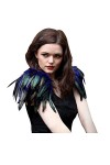 keland Femmes Gothic Cape en Plumes Châle Poncho Étole Epaulettes Bolero pour Halloween Cosplay Costume Lot De 2 Bleu 