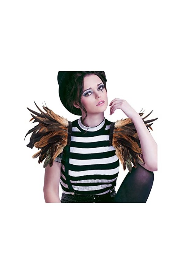 keland Femmes Gothic Cape en Plumes Châle Poncho Étole Epaulettes Bolero pour Halloween Cosplay Costume Lot De 2 Bleu 