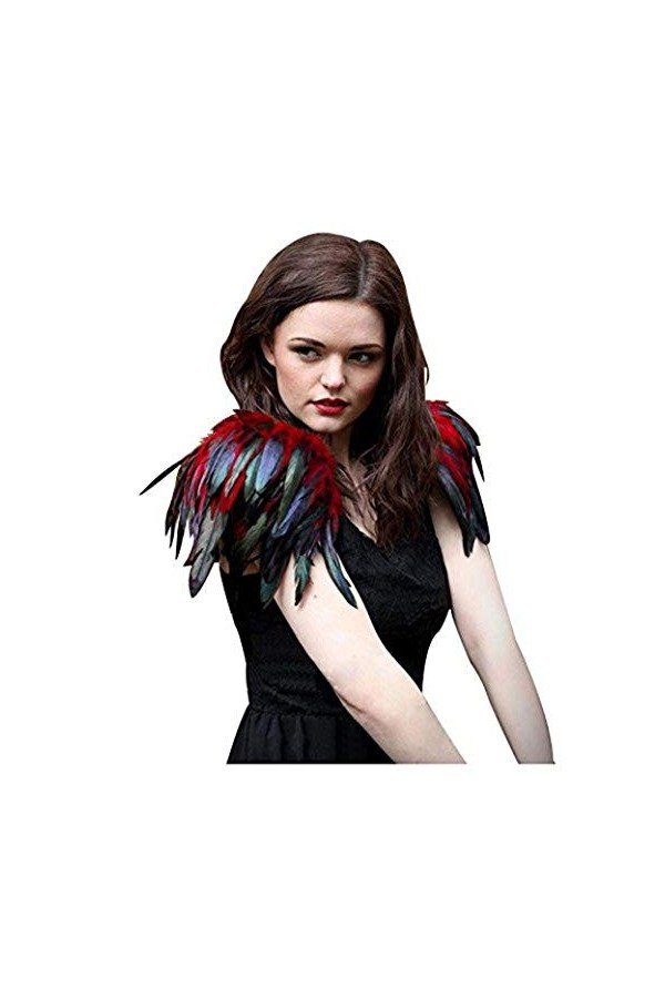 keland Femmes Gothic Cape en Plumes Châle Poncho Étole Epaulettes Bolero pour Halloween Cosplay Costume Lot De 2 Bleu 