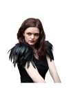 keland Femmes Gothic Cape en Plumes Châle Poncho Étole Epaulettes Bolero pour Halloween Cosplay Costume Lot De 2 Bleu 