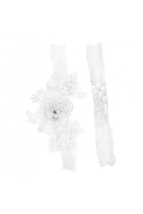 SOIMISS 1 Paire Jarretière De Mariée Jarretières De Mariage Blanc Costumes De Bal Blanc Jarretière Nuptiale Stretch Jarretièr