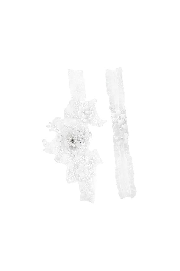 SOIMISS 1 Paire Jarretière De Mariée Jarretières De Mariage Blanc Costumes De Bal Blanc Jarretière Nuptiale Stretch Jarretièr