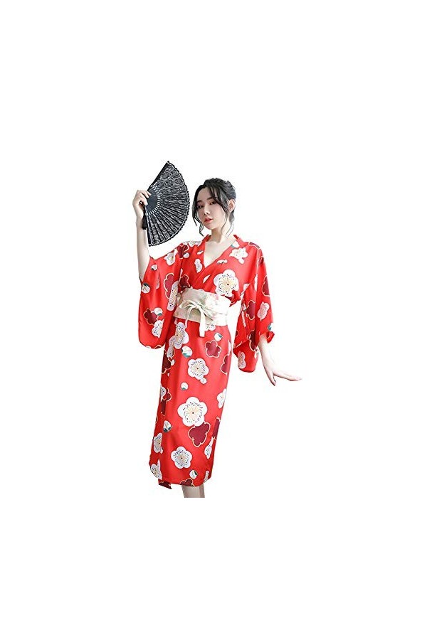 SINMIUANIME Lingerie sexy pour femme - Robe kimono japonaise rétro - Cosplay - Kimono japonais 7966Noir 
