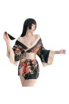SINMIUANIME Lingerie sexy pour femme - Robe kimono japonaise rétro - Cosplay - Kimono japonais 7966Noir 