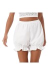 Womens Ladies Lovely Lolita Ruffle Shorts Nightwear Maid Role Play Cosplay Costume Color Block Ceinture élastique Bloomers Sh