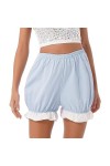 Womens Ladies Lovely Lolita Ruffle Shorts Nightwear Maid Role Play Cosplay Costume Color Block Ceinture élastique Bloomers Sh