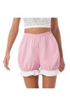 Womens Ladies Lovely Lolita Ruffle Shorts Nightwear Maid Role Play Cosplay Costume Color Block Ceinture élastique Bloomers Sh