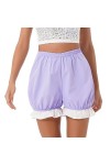 Womens Ladies Lovely Lolita Ruffle Shorts Nightwear Maid Role Play Cosplay Costume Color Block Ceinture élastique Bloomers Sh