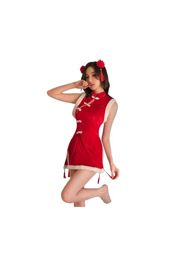 Pdakieyxnd sous-Vetements de Noël Feminins Sexy Sexy Ouverte Nuisette Sensuelle Valentin Body Dentelle Chaud Féminin Coquin N