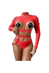 Lingerie Femme Sexy Ensemble Homme Sexy Hot y*2*k Femmes à la Mode à Manches Longues Sangle Contraste Maille Couture sous-vêt