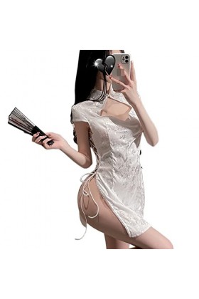 SINROYEE Pyjama sexy pour femme, costume de cosplay pour femme, style animé, Cheongsam, fente latérale, style chinois creux 