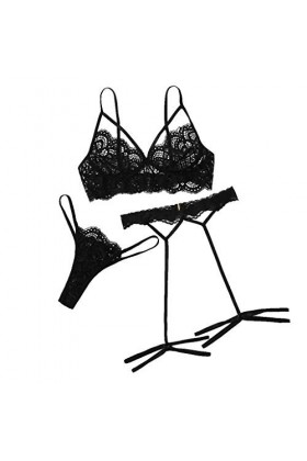 Ensemble Soutien Gorge et String Femme 2 Pièce sous-Vetements Sexy Lingerie Sexy Ensemble Dentelle Vêtements De Nuit Erotique