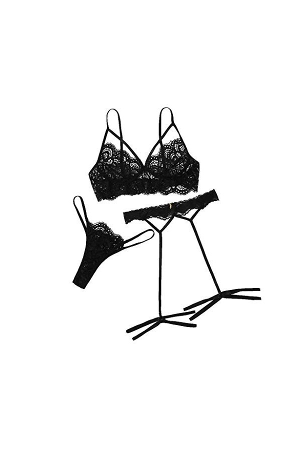 Ensemble Soutien Gorge et String Femme 2 Pièce sous-Vetements Sexy Lingerie Sexy Ensemble Dentelle Vêtements De Nuit Erotique