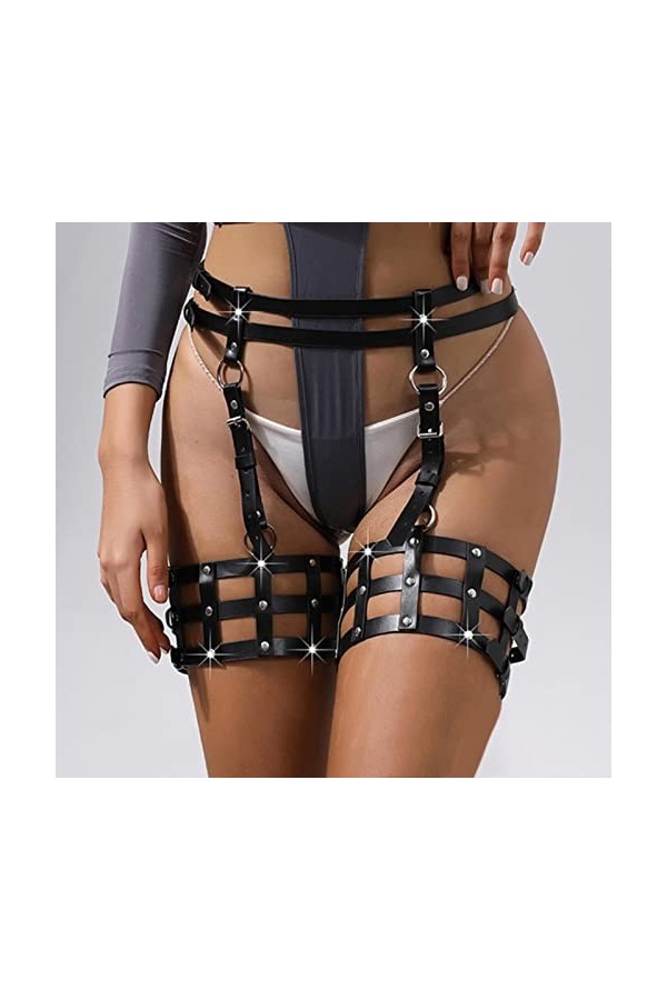 EshAls Ceinture gothique vitalité porte-jarretelles Punk Rave Jarretière LB-335 Taille unique
