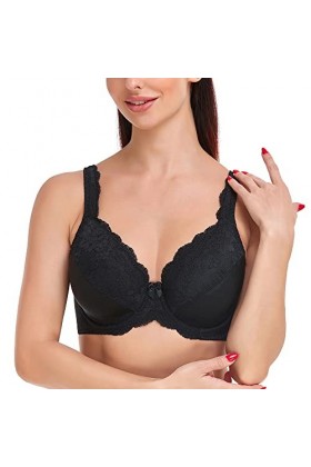 Soutien-Gorge Femmes Sexy Lingerie Gris Dentelle Perspective Broderie Floral Bralette Plus La Taille FGHI 34 36 38 40 42 44 4