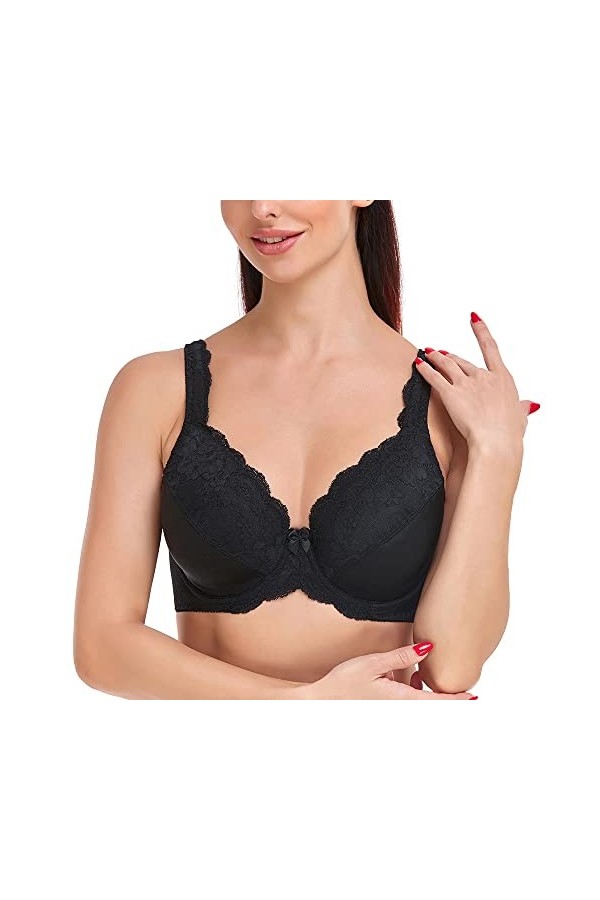 Soutien-Gorge Femmes Sexy Lingerie Gris Dentelle Perspective Broderie Floral Bralette Plus La Taille FGHI 34 36 38 40 42 44 4