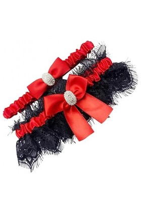 TEHAUX 2 Pièces Jarretière De Mariée Jarretelles Élastiques Jarretières De Mariage avec Noeud Jarretelles De Mariée Extensibl