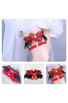 TEHAUX 2 Pièces Jarretière De Mariée Jarretelles Élastiques Jarretières De Mariage avec Noeud Jarretelles De Mariée Extensibl