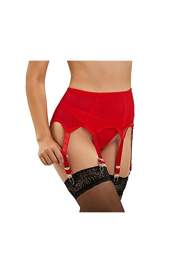 Yummy Bee - Ceinture porte-jarretelles 6 sangles - Waspie taille haute - Sangles métalliques - Ensemble de lingerie - Lingeri