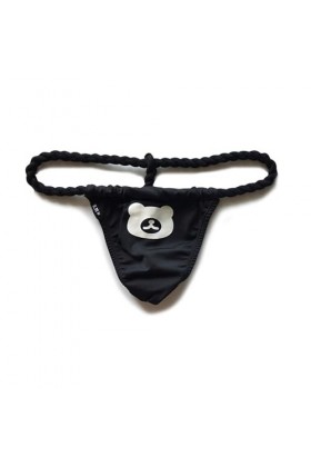 HYQPAI sous-vêtements Thong Homme Sexy Personnalisé Cartoon Ours Bikini Polyester Basse Taille Culotte T-Back Color:Deep Blue
