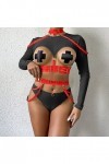 Lingerie Femme Sexy Ensemble Homme Sexy Hot y*2*k Femmes à la Mode à Manches Longues Sangle Contraste Maille Couture sous-vêt