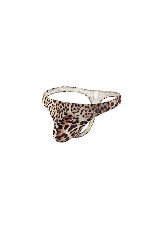 WEITING Hommes sous-Vêtements Pénis Pouch Sexy Léopard PantiesThong T-Back Homme BikiniG String Slip Slips Hombre-White,M